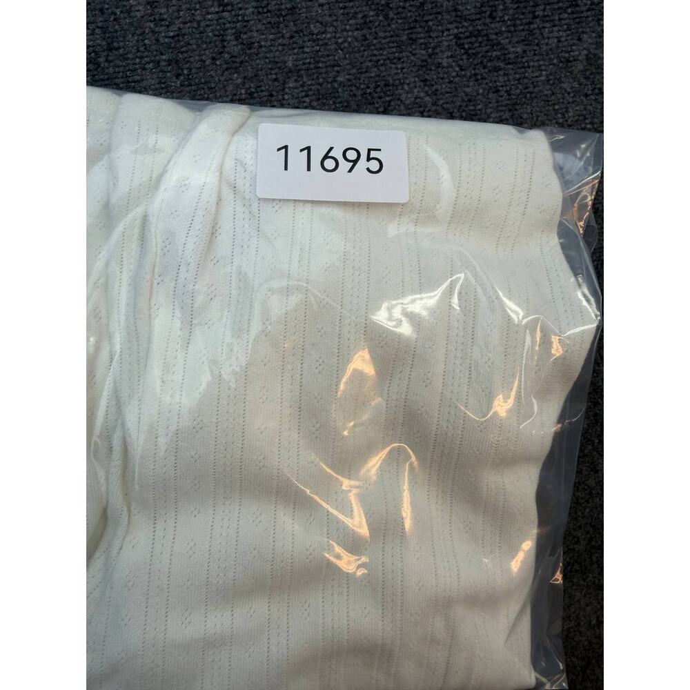 Gap Women's Ivory Pointelle Knit V-Neck Short Sleeve Top Size S - Picture 6 of 6